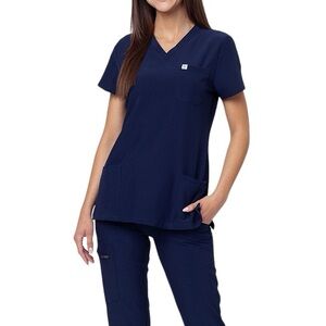 309TS womens uniforms world  VALIANT SCRUB TOP NAVY blue Size Medium NWT